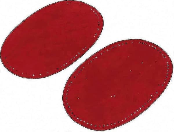 1 Par Ovaler Lapper i Semsket Stoff for Albue- og Knereparasjon Red