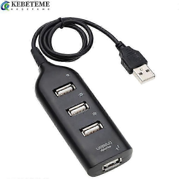 Mini 4-Port USB 2.0 Höghastighets Splitter Adapter för Laptop och PC black