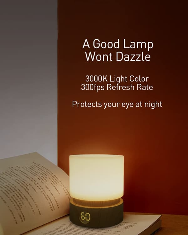 [RM]Night Light with Timer, Small Bedside Lamp, LED Children's Night Light, White, Dimmable, Battery, Rechargeable [Energy Class G]