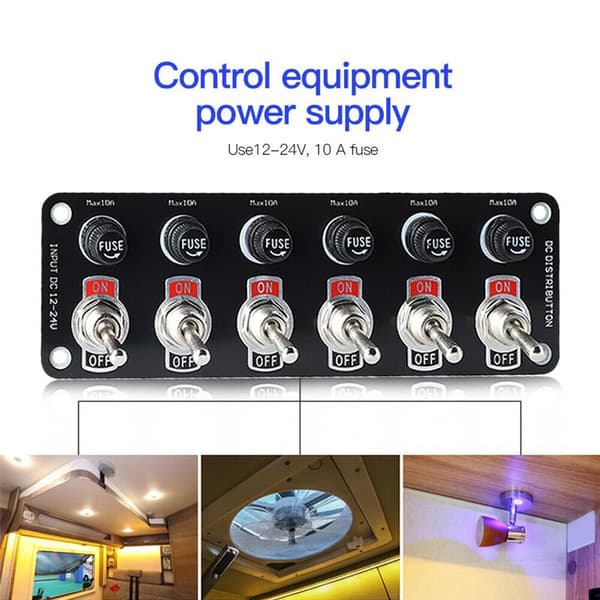 [RM] Bil Multi Panel Bryter 12/24V Universal Strømkontrollpanel Bryter