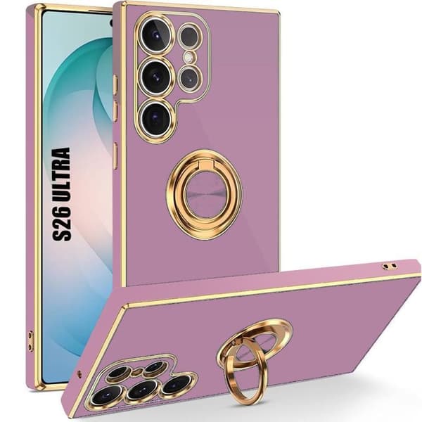 [RM] Protective Case for Samsung Galaxy S26 Ultra, Soft Silicone with Rotating Ring - Purple Violett