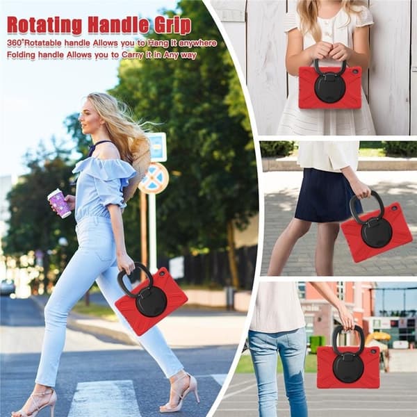 [RM]Mobilskal til Galaxy Tab S10 FE Plus Kickstand Handle Grip - Rød Röd 661