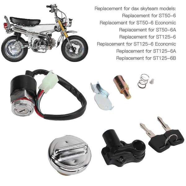 [RM]Ignition Lock Gas Cap Helmet Lock Kit for Dax Skyteam 50cc 125cc - Includes 2 Replacement Keys