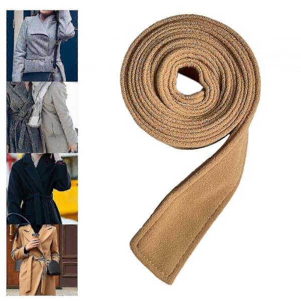 Mångsidigt kappbälte för kvinnor - brett midjebälte i ull Khaki 180cmx5cm