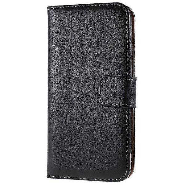 Stativfunktion Äkta Läder Plånboksfodral med Säker Magnetisk Stängning för iPhone 8/7/SE (2020) Black Black