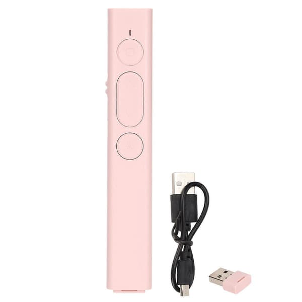 [RM] Presentation Clicker Lithium Battery Charging USB Ergonomic Design Low Radiation 2.4G High Sensitivity Chip Pointer Pink