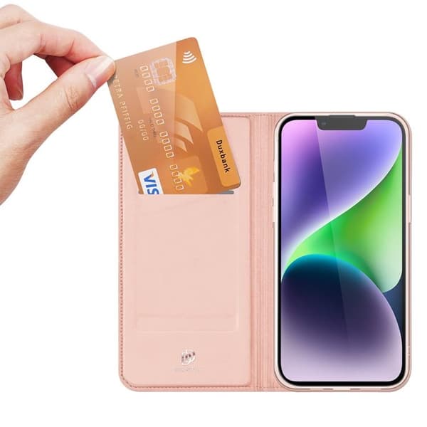 [RM]DUX DUCIS Skin Pro iPhone 15 Plus Wallet Case PU Leather - Pink Rosa 75