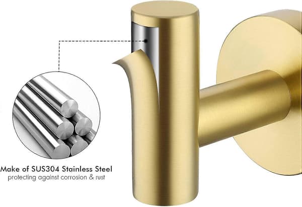 [RM]Robe Hook Sæt med 1 Badehåndklædekrog SUS304 Rustfrit Stål Vægkroge Robe Hook Holder til Køkken, Børstet Messing 1 pc