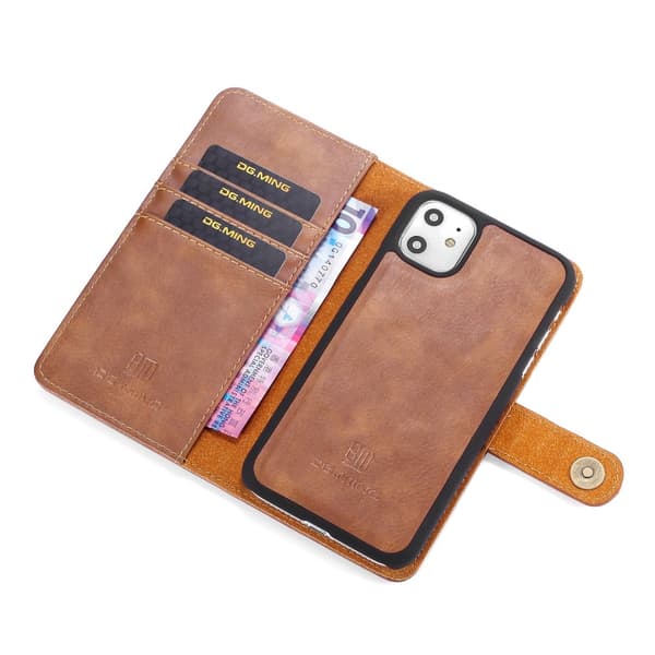 [RM]iPhone 11 - 2-in-1 Wallet Case/Magnetic Shell - Brown Brun Brown
