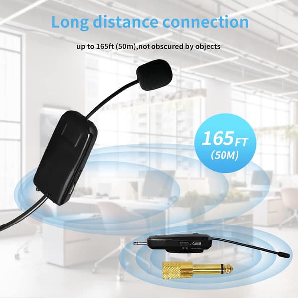 [RM]2025 Latest Model 2.4G Wireless Microphone System for Two People, 50m Long Range, Stable Transmission, Portable Headset Microphone for