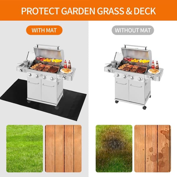[RM] Grillmåtte 91 x 122 cm - Grillmåtte - Placer under din grill - Beskytter din terrasse eller græsplæne mod gløder og fedtstænk - Sort