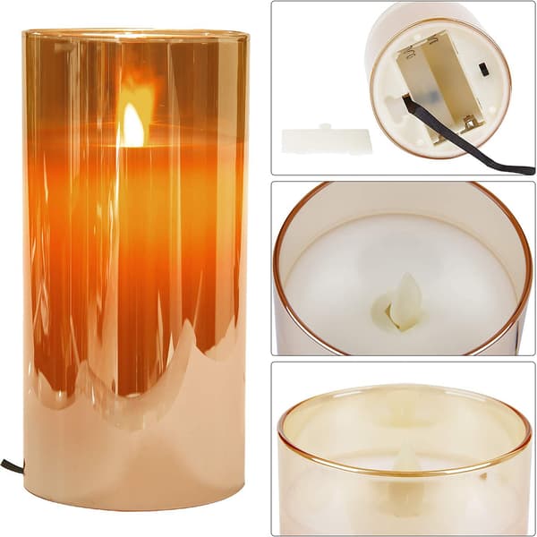 [RM]Non-fragile Glass Rechargeable LED Candles, Advanced Dancing Flame Technology Brighter Than Previous Generations, Three Flameless LED Candles with