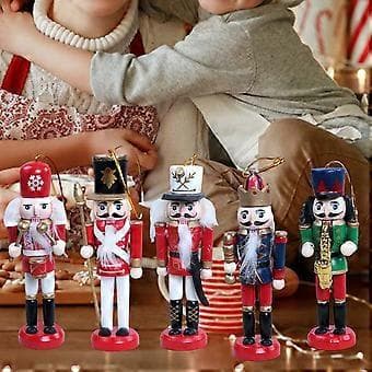 [RM]Christmas Nutcracker Ornament Set Wooden Nutcracker Hanging Decorations for Christmas Tree Figurines Doll Gift