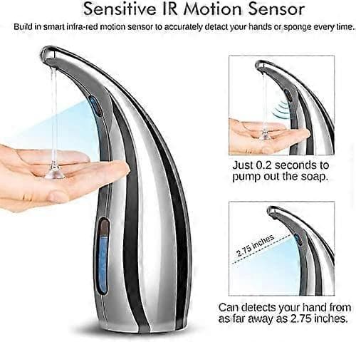 [RM]Automatic Soap Dispenser, Touchless Hand Sanitizer Dispenser, Sensor Soap Dispenser with Waterproof for Kitchen, Bathroom and Shower - Silver