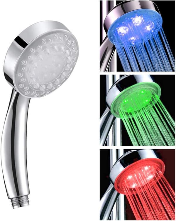[RM]LED-brusehoved 7 farver skiftende blå/grøn/rød vandlysglød