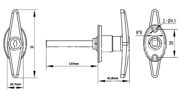 [RM]Locking T-Handle for Flatbed Lids, Locks for RVs and Lids, T-Handle for Awnings - Repla-Yvan Black