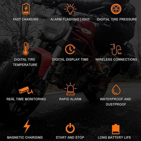 [RM]Däcktrycksövervakningssystem med 2 sensorer, TPMS däcktrycksövervakningssystem för motorcykel