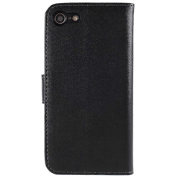 Stativfunktion Äkta Läder Plånboksfodral med Säker Magnetisk Stängning för iPhone 8/7/SE (2020) Black Black
