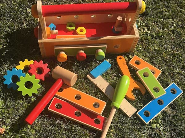 [RM]34 osaa Työkalulaatikko Puulelu. Alkaen 3v+ multifärg multicolor