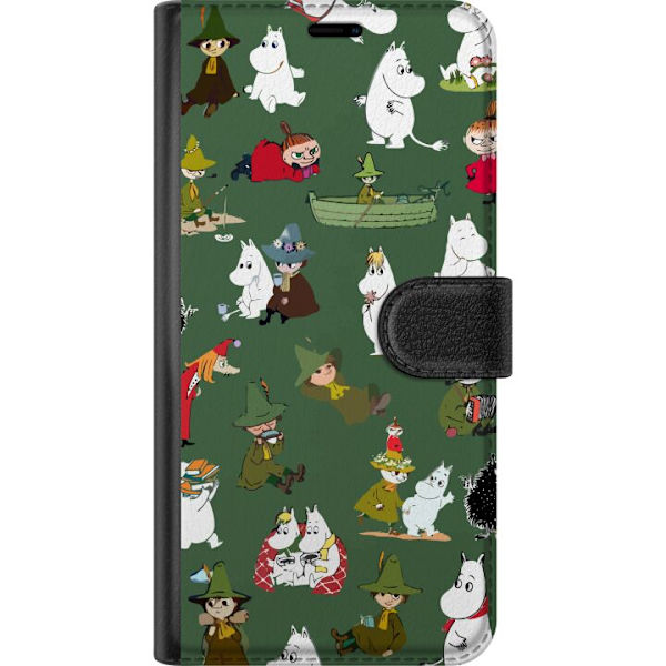 [RM]Compatible Wallet Case for Apple iPhone 15 Plus Multiple figures in playful pattern on green background Plånboksfodral