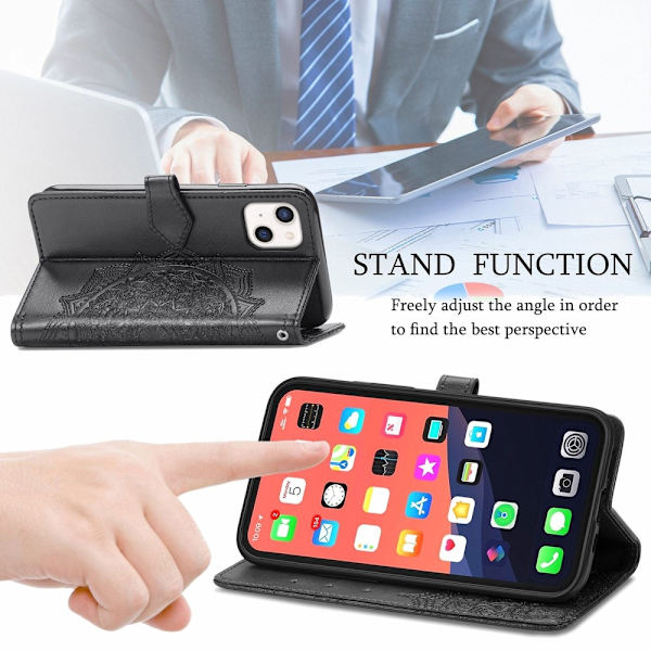 [RM]iPhone 13 - Mandala Leather Case - Black 30