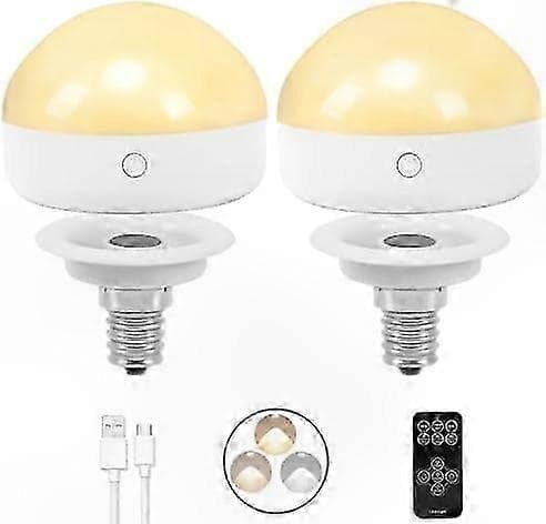 [RM]E14 Rechargeable LED Bulb, 2-pack, 300LM, 40W Equivalent, Dimmable, Remote Control, 3 Color Temperatures, Emergency Light with Timer