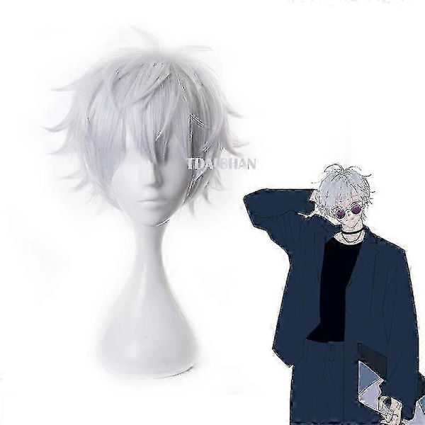 2023-gojo Satoru Cosplay Peruukit Anime Jujutsu Kaisen Gojo Lyhyet Lämmönkestävät Synteettiset Hiukset Peruukkihatulla Juhla Peruukki Ilman Silmälappua (FMY) Gojo Satoru wig B