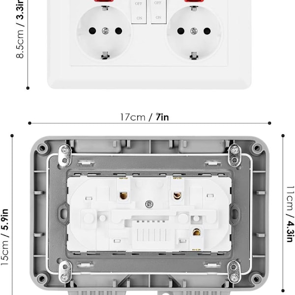 [RM] Waterproof IP66 Outdoor Socket with Switch, Waterproof Junction Box, Double
