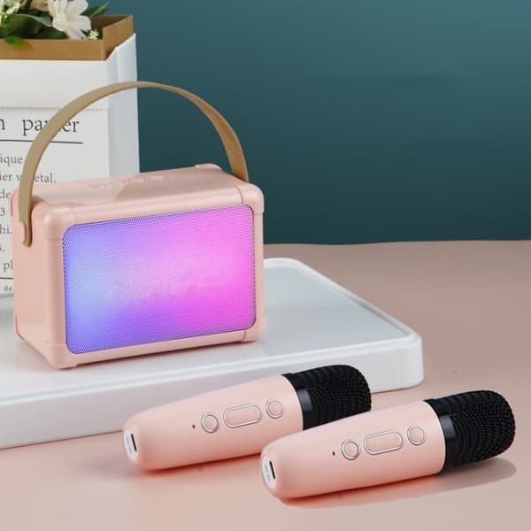 [RM]Portable RGB Lighting Effect Bluetooth Speaker Home Mini Karaoke Audio, Style: Speaker (Beige)