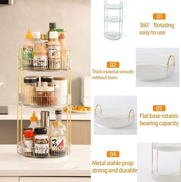 [RM] Makeup Organizer - 2 or 3 Drawers Makeup Storage 360° Rotating Makeup Stand Organizer Makeup Tools White white 3 våningar