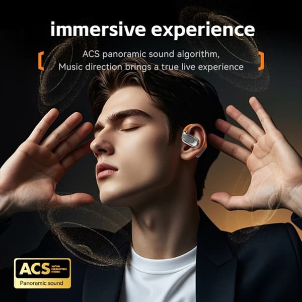 [RM]144 sprog Oversættelse Oversætter Smart Translator Headset Bluetooth Realtid - Sort Svart black
