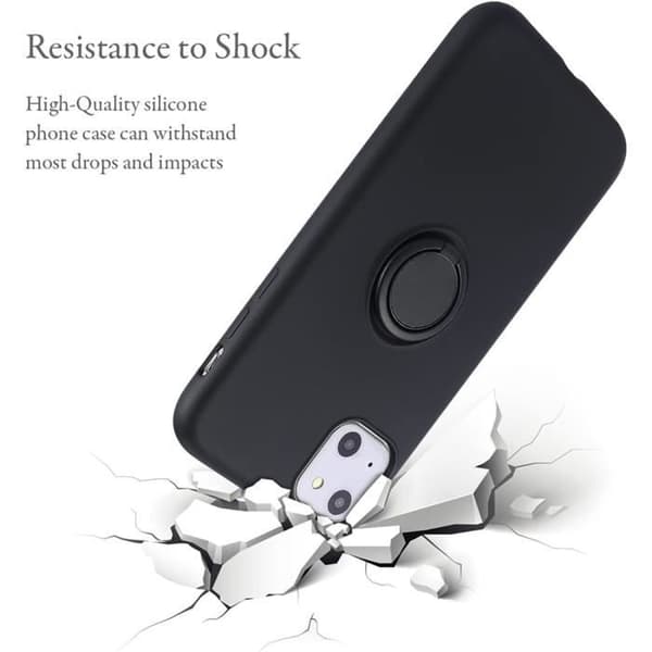 [RM] Silikonecover - til iPhone 15 - Sort - Støtte med ring - Stødabsorberende - Blød Svart