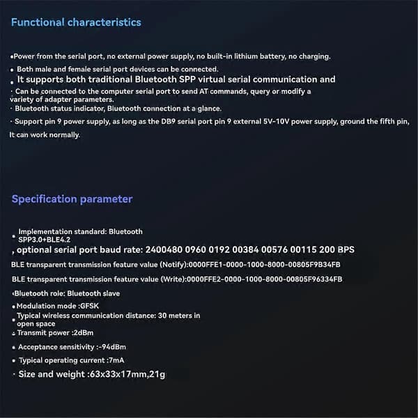 [RM]BT570 Itsenäinen RS-232-sarjaportti 30m Bluetooth-sovitin