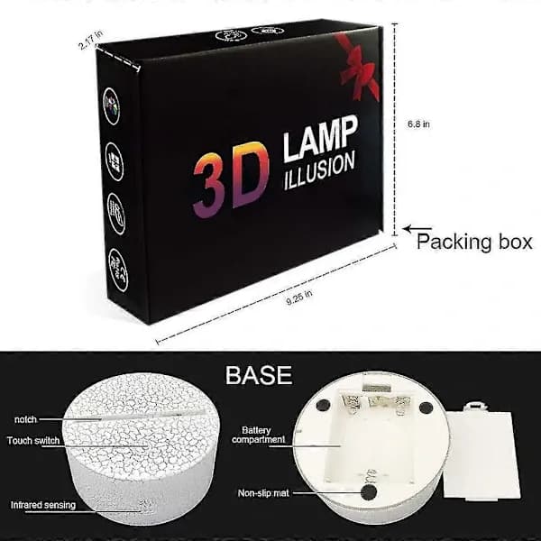 [RM]LED 3D Illuminated Lamp Optical Illusion Desk Lamp Night Light With 7 Color Changes