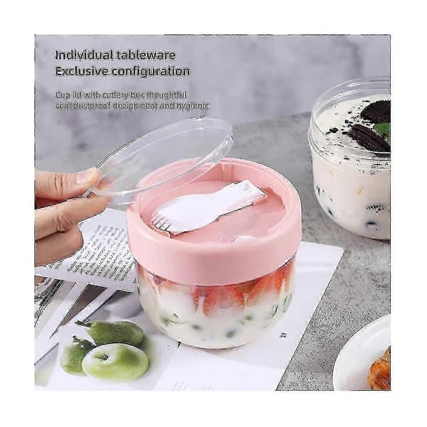 [RM] Overnight Oats Container with Lid and Spoon, 20oz Airtight Oatmeal Container Plastic Storage