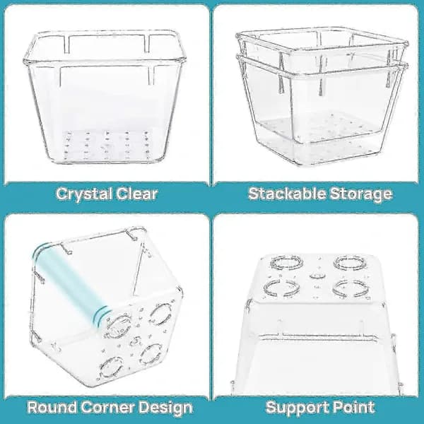 [RM]25 Pcs Clear Plastic Drawer Organizer Set, 4 Sizes Versatile Drawer Organizer Trays for Bathroom and Vanity