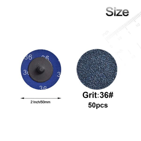[RM] 50-pack Quick Change Disc, 2-inch Roll Lock Disc with Zirconia Coating for Surface Preparation (36-Grit)