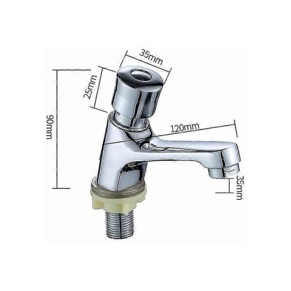[RM] Self-closing Chrome Time Delay Faucet Water Saving Time Delay Basin Faucet Compatible Kitchen Bathroom Public Silver