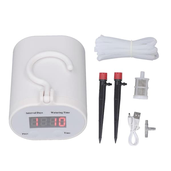 [RM]DIY Automatic Drip Irrigation Kit Indoor Watering System for Potted Plants Indoor Plants Self-Watering System with Timer White Supports 2 Pot Sprinklers