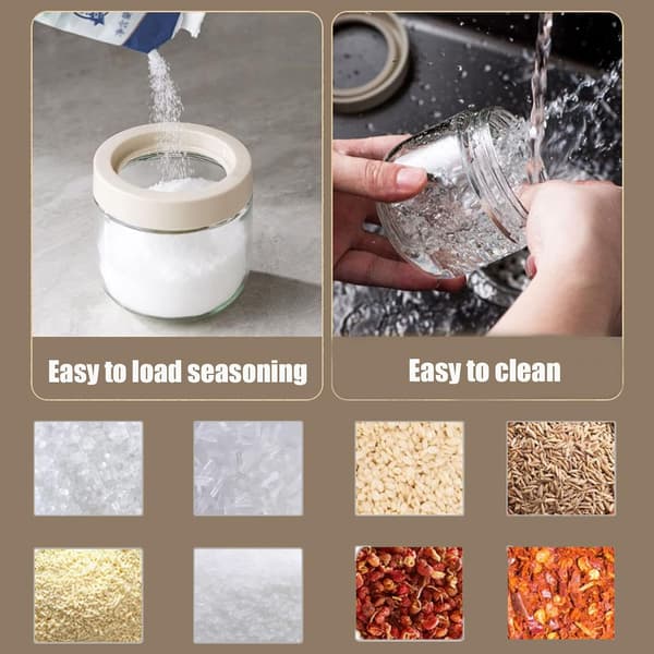 [RM]Spoon with integrated spice jar with telescopic spoon, glass container for spices