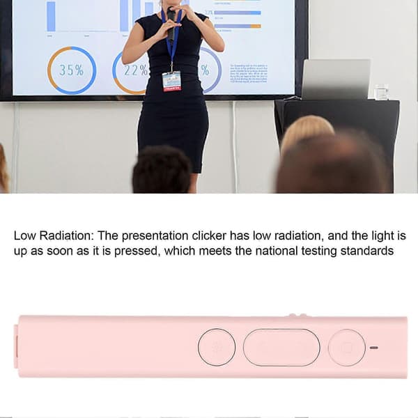 [RM] Presentation Clicker Lithium Battery Charging USB Ergonomic Design Low Radiation 2.4G High Sensitivity Chip Pointer Pink