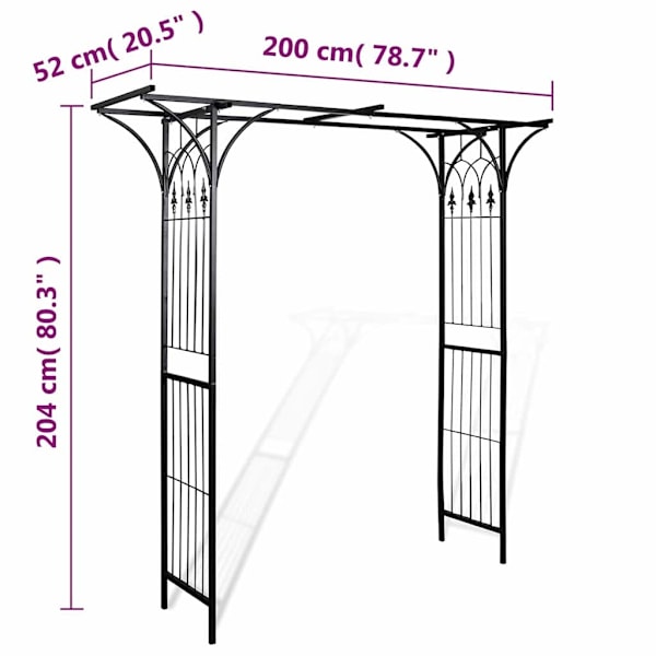 vidaXL Rosbåge 200 cm Hög Svart M Black m