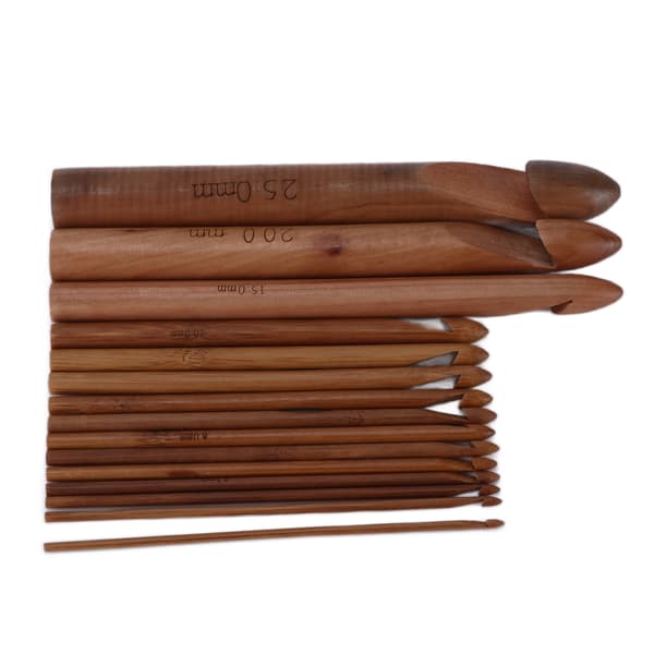 15 Pieces Crochet Hooks 20cm Carbonized Large Ergonomic Extra Thick Bamboo Crochet Needles for Beginners Crocheters