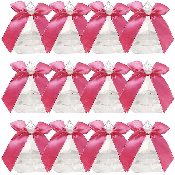 [RM]Wedding Candy Box Diamond Shaped for Storage 12 Pcs Pink Boxes