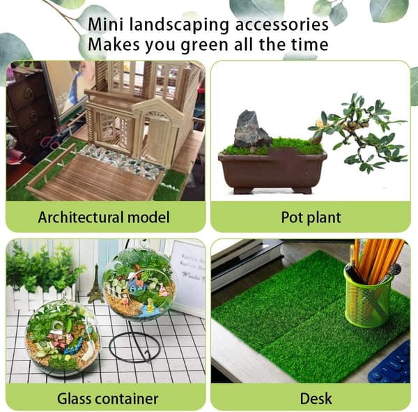 [RM]5 pieces 15*15cm plastic artificial turf, artificial grass, non-woven synthetic grass, artificial grass for micro landscape, glass container, pot