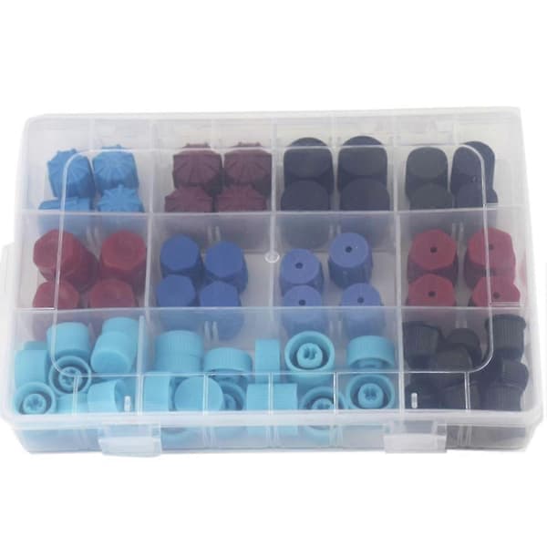 [RM]Car AC R134A 77 pcs AC A/C System Valve Core Dust Cap Set Air Seal