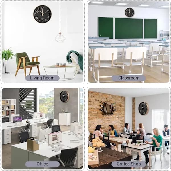 [RM]Modern Silent Quartz Wall Clock 25 cm, Oversized Numbers Round Wall Clock (Rose Gold)