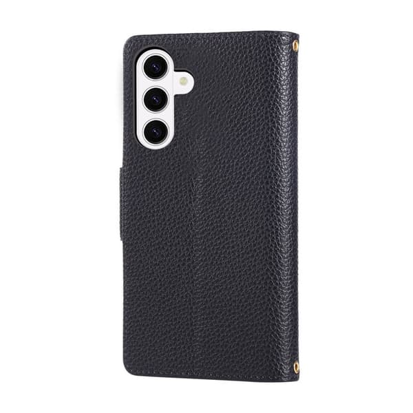[RM]Wallet Case for Samsung Galaxy S26 Artificial Leather with Wrist Strap - Black