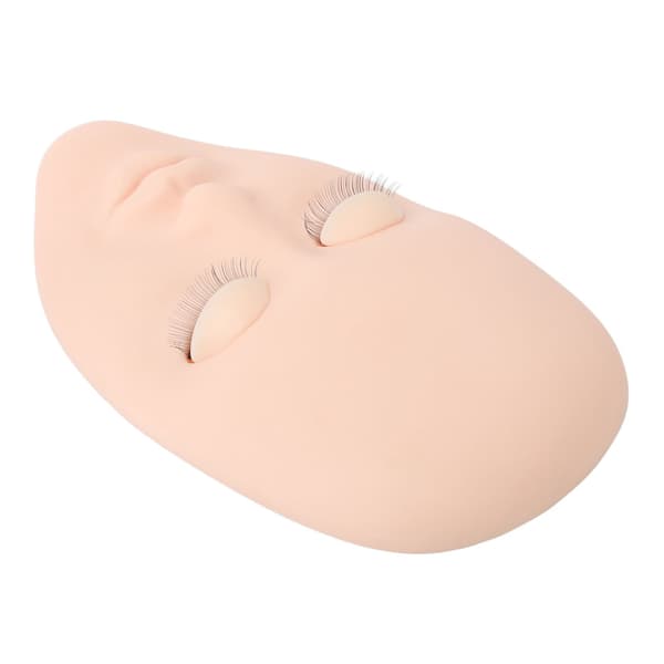 [RM] Eyelash Mannequin Eyelash Extension Practice Mannequin Head with 3 Pairs Replaceable Eyelids Single Layer Lashes Pink