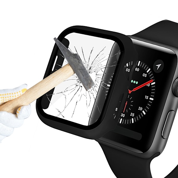 Härdat Glasskydd Apple Watch 38 mm - Svart Black Svart
